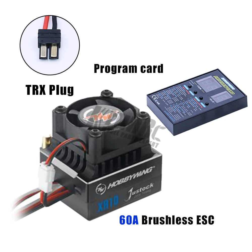 Щеточный электронный регулятор скорости Hobbywing Xerun XR10 Justock 60A датчиками бесщеточный ESC Скорость контроллер за 1/10th 1/12thTouring автомобиля/багги - Цвет: TRX ESC CARD