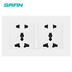 Двойная универсальная розетка SRAN, 13 А, 250 В, двойная 5 контактов, 146 мм * 86 мм, белаячернаяЗолотаяСеребристая настенная панель из поликарбоната