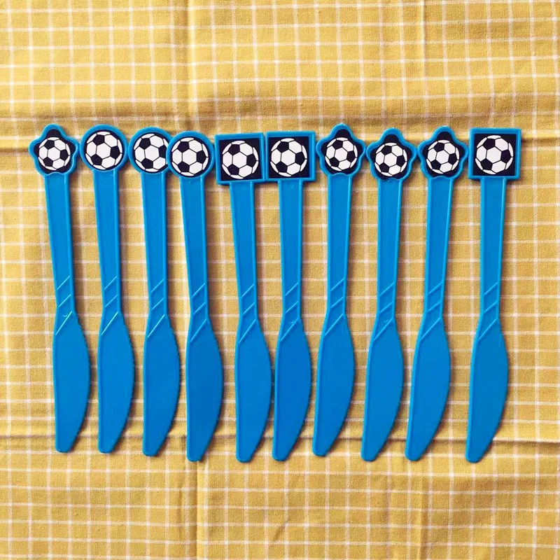 10pcs knives Вечерние одноразовые столовые приборы с героями мультфильмов, футбольные флаги, коробки для конфет, подарочные пакеты для дня рождения, Детские вечерние украшения - Цвет: 10pcs knives