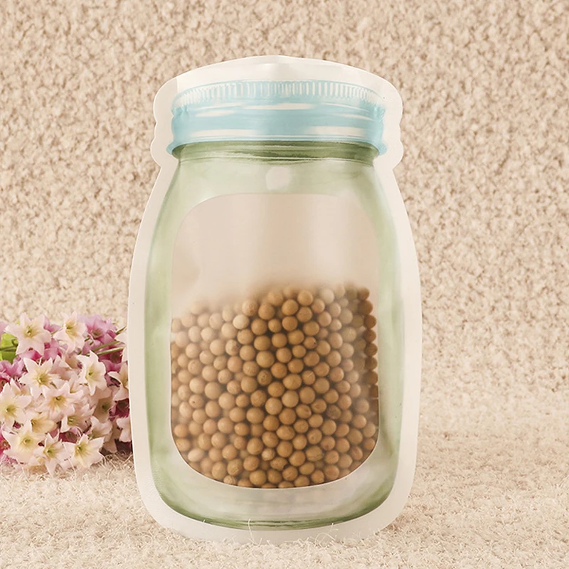 

Reusable Mason Jar Bottles Bags Nuts Candy Cookies Bag Seal Fresh Food Storage Snacks Zipper Sealed Kitchen Organizer