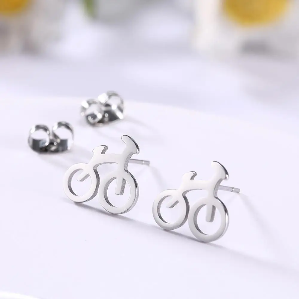 LIKGREAT Fashion Stainless Steel Stud Earrings Set Women Face Mask Cat Paw Musical Evil Eye Bike Bell Letter Ear Jewelry Gift | Украшения и