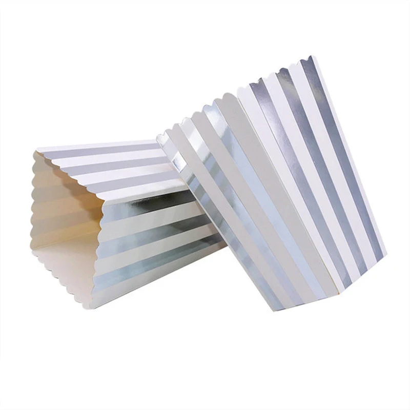 12pcs Wedding Birthday Movie Party Tableware Gold/Silver stiff paper Popcorn Boxes Pop Corn Candy/Sanck Favor Bags | Дом и сад