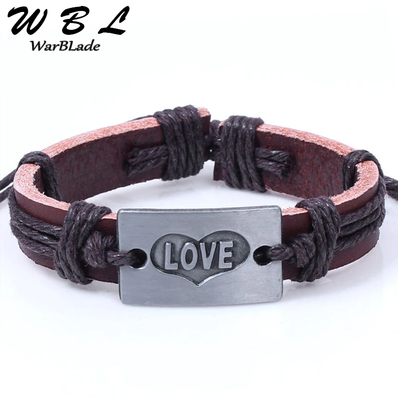 WBL Новая Винтажная Версия плетеного браслета из натуральной воловьей кожи сплава