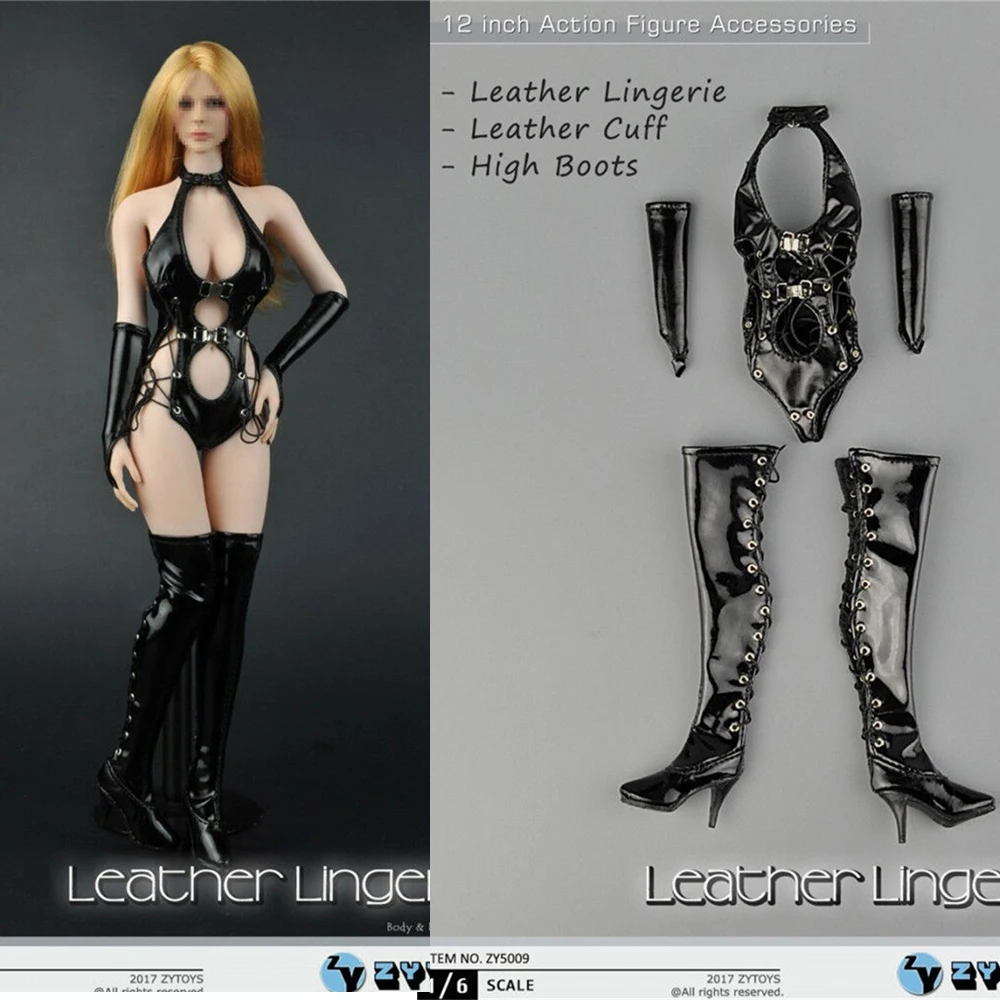 ZYTOYS ZY5009 масштаб 1:6 женское кожаное нижнее белье сексуальный черный комплект