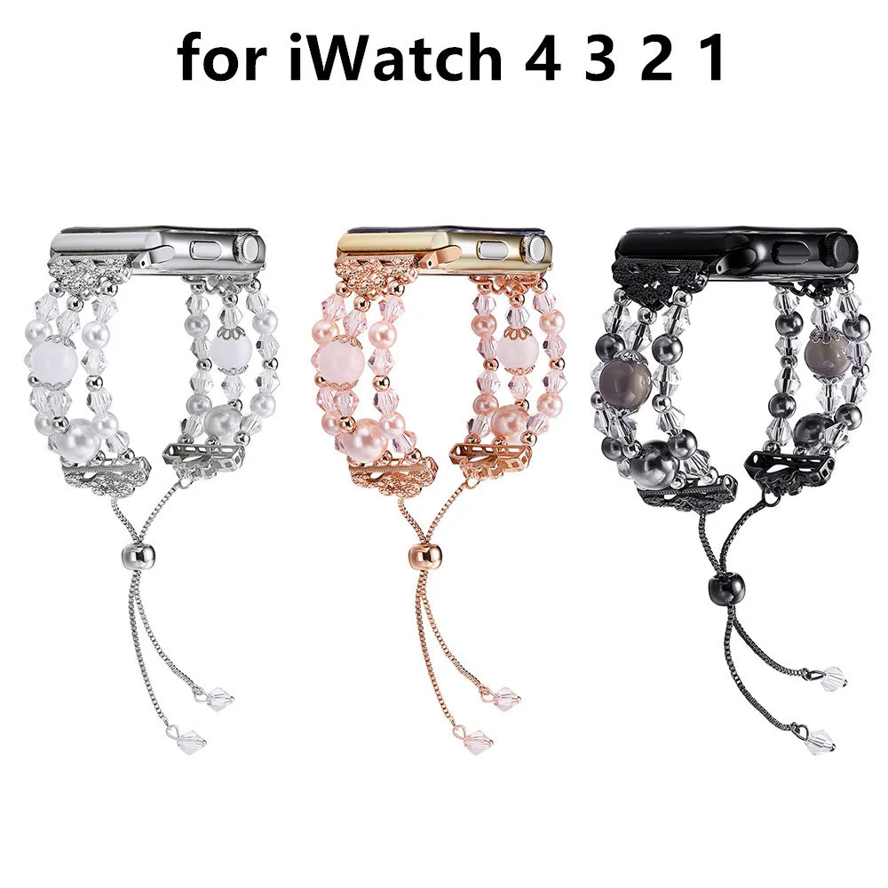Регулируемые ювелирные изделия Агатовые Стразы браслет для Apple Watch 5 4 3 2 1 38 мм 42 40 44