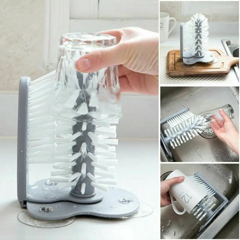 Cup Bottles Cleaning Brush Creative Suction Wall Lazy Glass Kitchen Rotating Cleanning Tools | Дом и сад