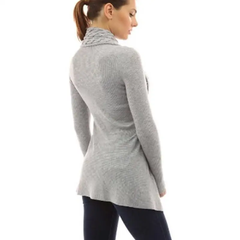 

Women Twist Collar Knitted Cardigan Coat Long Sleeve Solid Color Jacket Casual Outwear