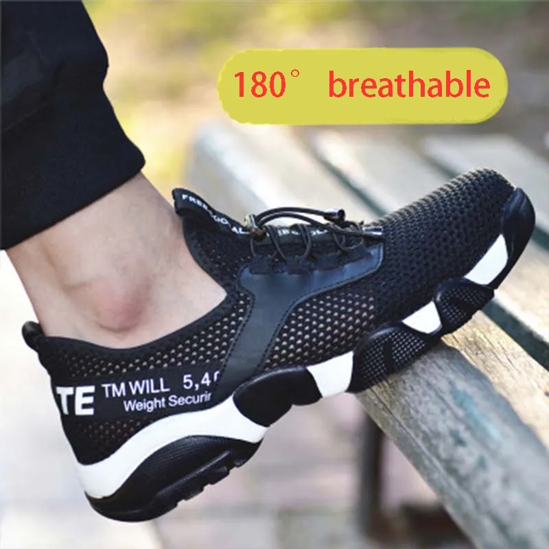 Летняя мужская уличная сетчатая дышащая защитная обувь со стальным носком