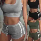 Сексуальный женский комплект из 2 предметов для йоги, Топ без рукавов, бюстгальтер , шорты фитнеса, спортивный костюм бега, спортзала