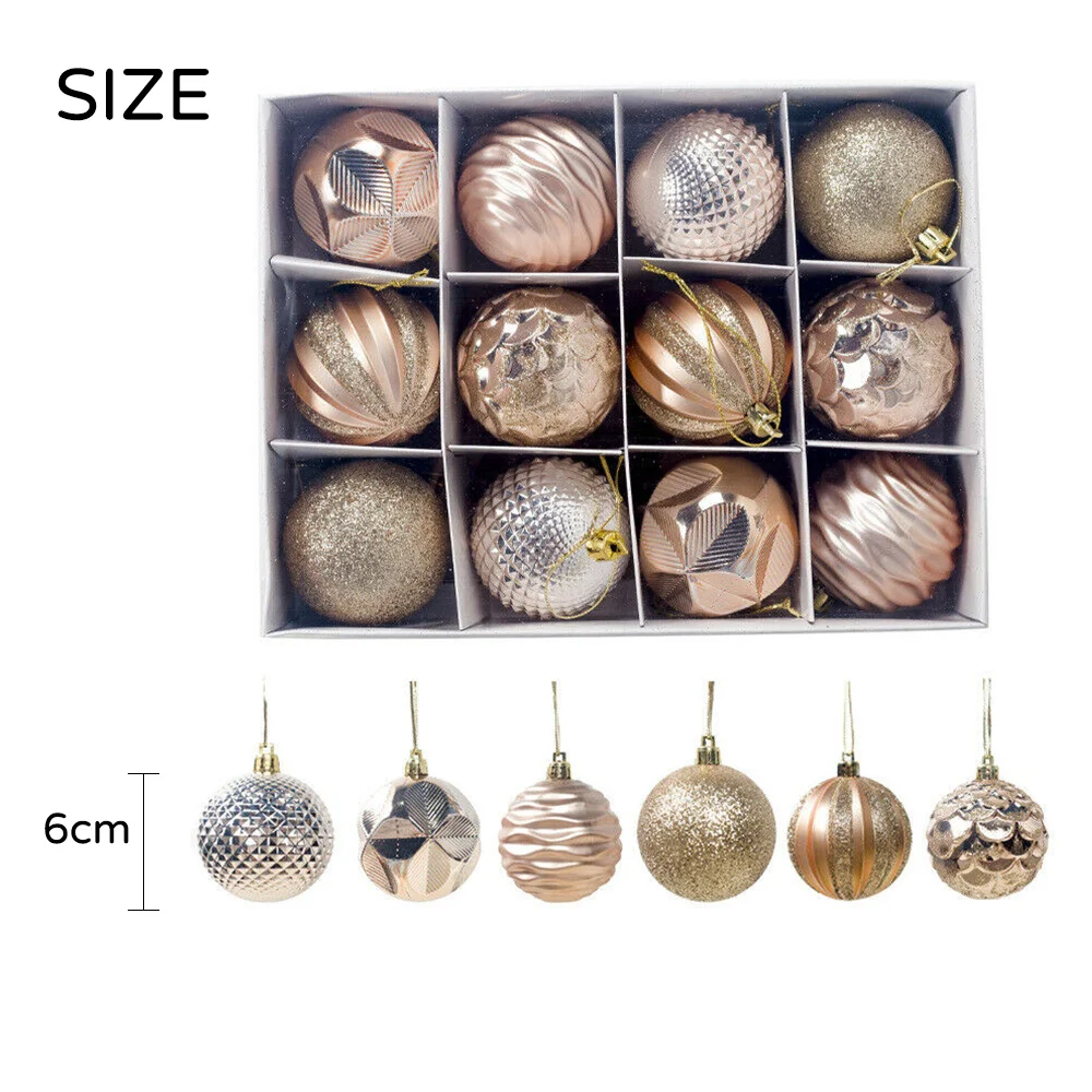 

12 Pcs/Set 6cm Christmas Tree Ball Hanging Pendants Ornament Decor Xmas Glitter Balls Decorations Home Party Accessories