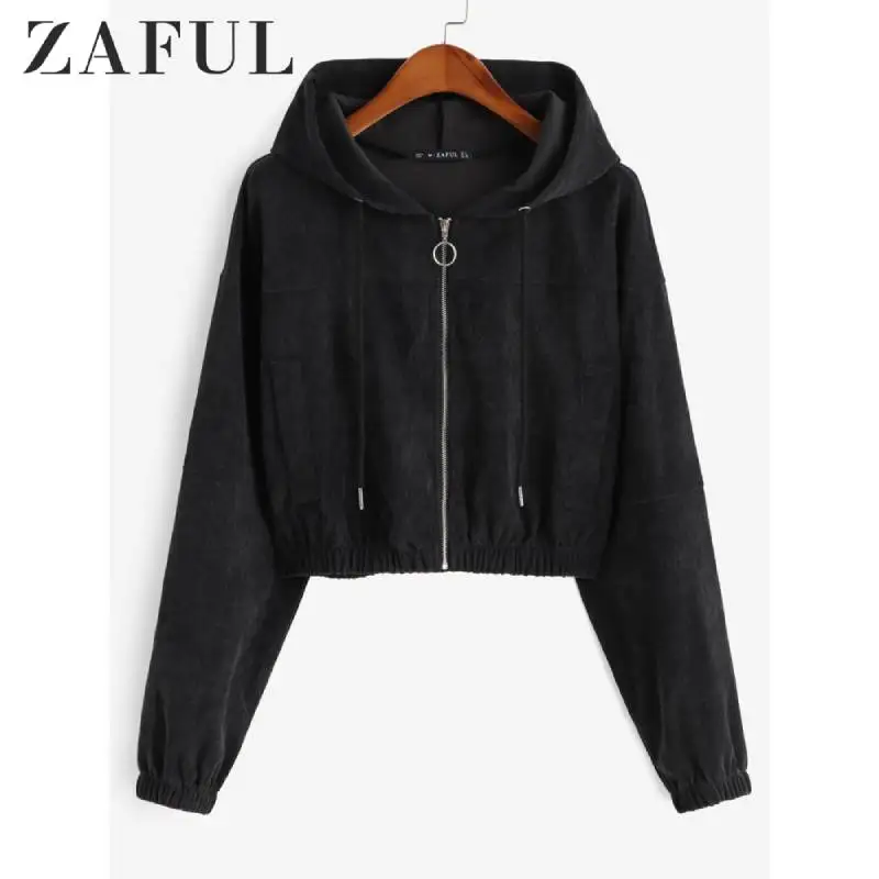 Zaful зимние однотонные Женские повседневные куртки с капюшоном и длинными