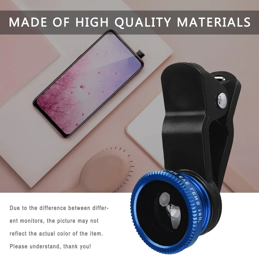 

3 in 1 Fish Eye+Wide Angle+Macro Clip On Camera Lens Set for Mobile Phone Tablet Phone Camera Accessories