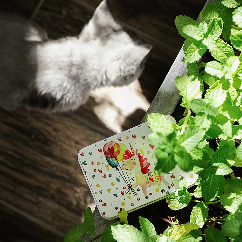 1 шт. портативный мультяшный единорог Фламинго маленькая жестяная коробка