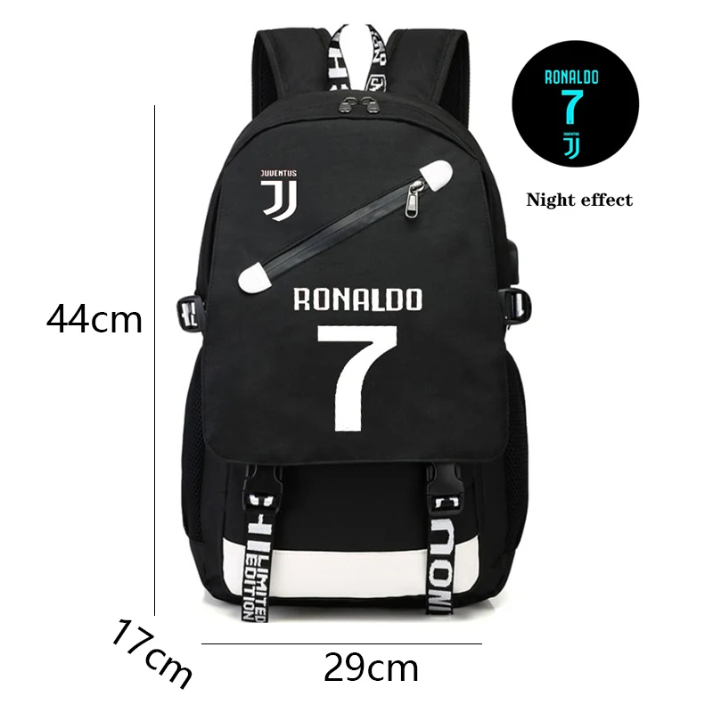Crossten Usb Luminous Ronaldo Backpack School Bags Boys Teenage Football Back Pack Men Large Capacity Teen Bagpack College bag | Багаж и