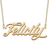 felicity name necklace for women stainless steel jewelry 18k gold plated nameplate pendant femme mother girlfriend gift