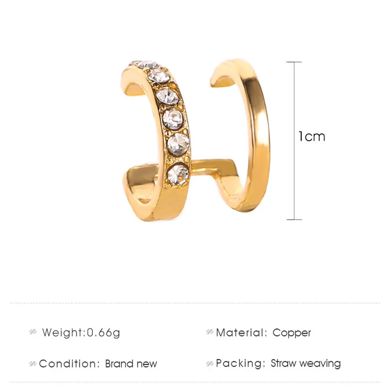 

Woozu Fashion Punk Rock Double C Ear Cuffs Double U-Shaped Ear Cuff Clip Earrings For Women No Piercing Fake Cartilage Earring