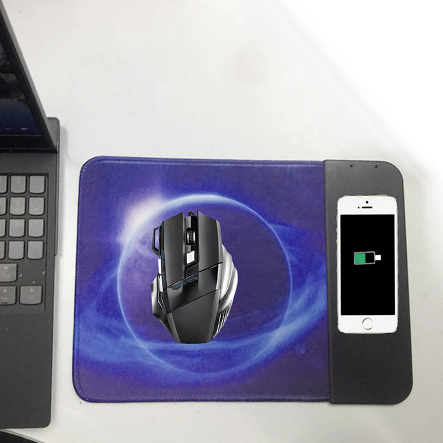 Многофункциональный коврик для мыши Besegad 2 в 1 с беспроводным зарядным