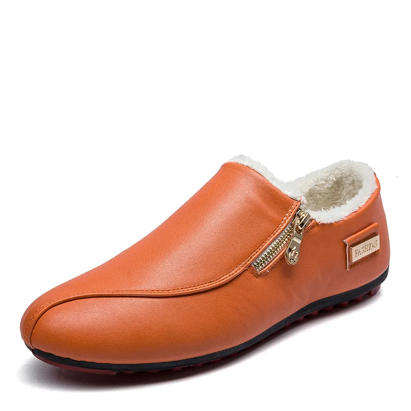 

Winter bean bean shoes with velvet shoes warm cotton shoes men casual shoes leather shoes men red bottom boots Large size 46