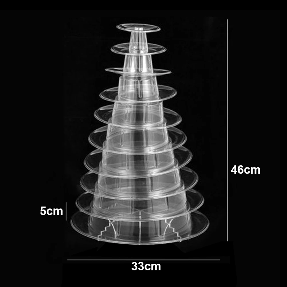 

10 Tiers Cake Stand Macaron Tower Display Party Birthday Reusable Transparent PVC Shelf Decor Round Stackable Rack Wedding