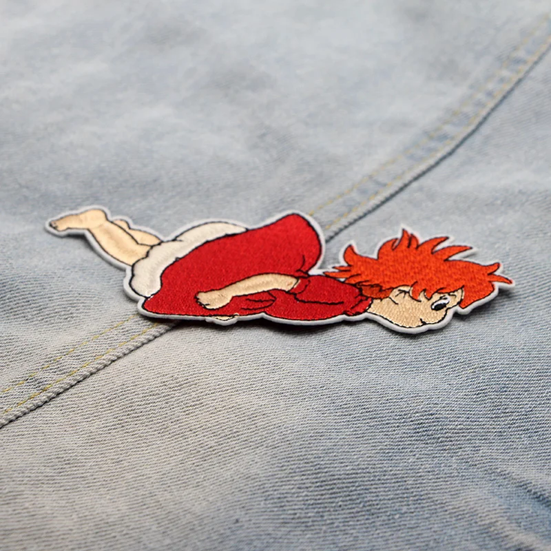 

Ponyo on the Cliff Cartoon Embroidered patches iron on Sewing popular for hat bag shoes Applique embroideried accessories