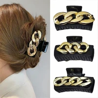 hot sale new acrylic gold chain claw clip barrette crab hair claws bath clip ponytail clips for women girls hair accessories