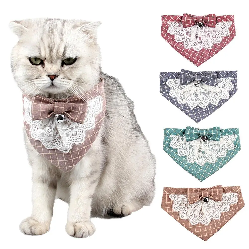 

Товары для домашних животных, модное треугольное клетчатое кружевное полотенце для собак и кошек, дорожное полотенце, шарф, нагрудник, Аксе...