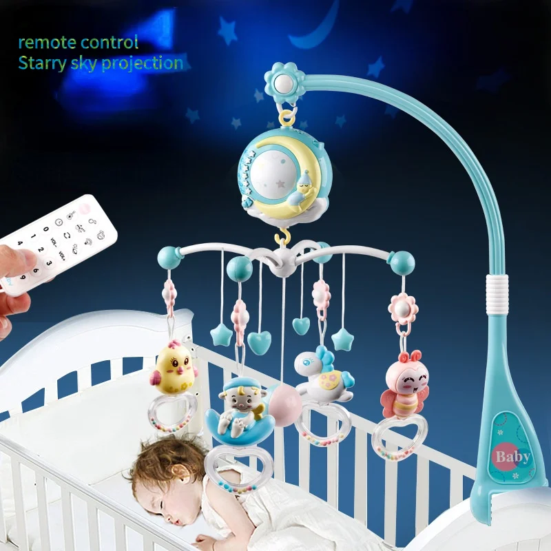 Детский мобильный держатель для игрушек, вращающийся мобильный Колокольчик для кровати, Музыкальная Коробка с проекцией для новорожденных...