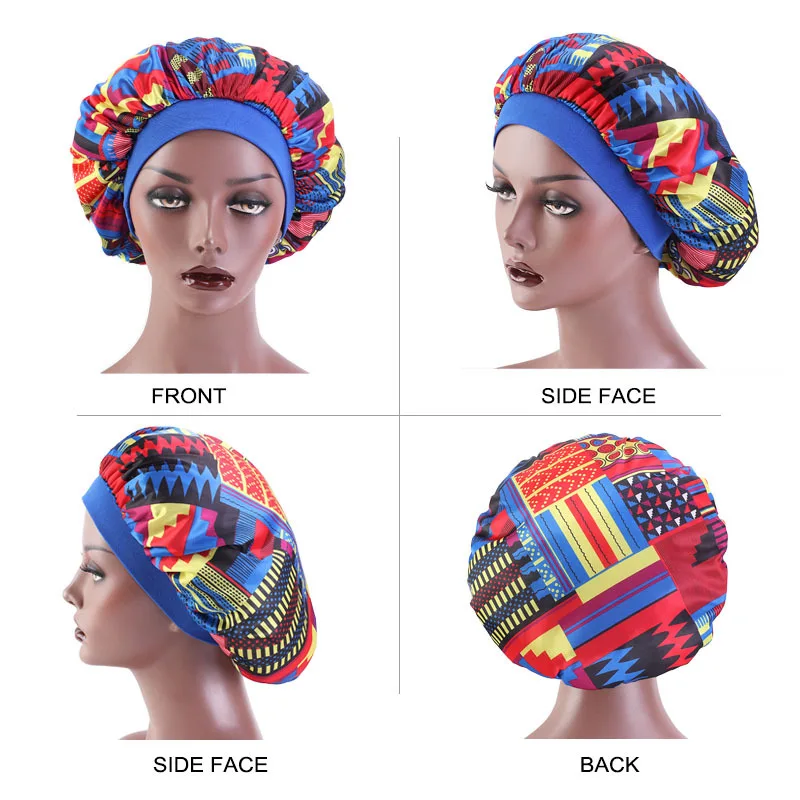 Шапочки для волос с Африканским узором Женская широкая шелковая шапочка принтом
