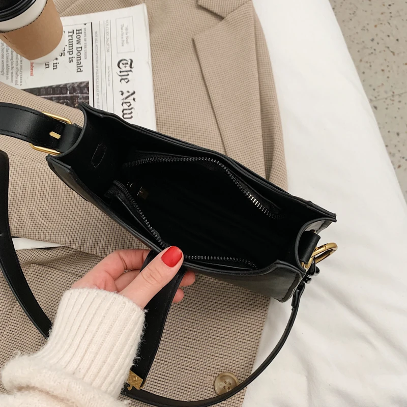 

Women Shoulder Bag Soft PU Leather Stone Pattern Underarm Bag Retro Solid Color Ladies Handbag Fashion Design Crossbody Bag