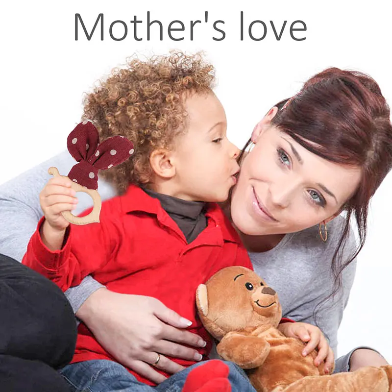 Грызунок деревянный для новорожденных 1 шт. из хлопка | Мать и ребенок