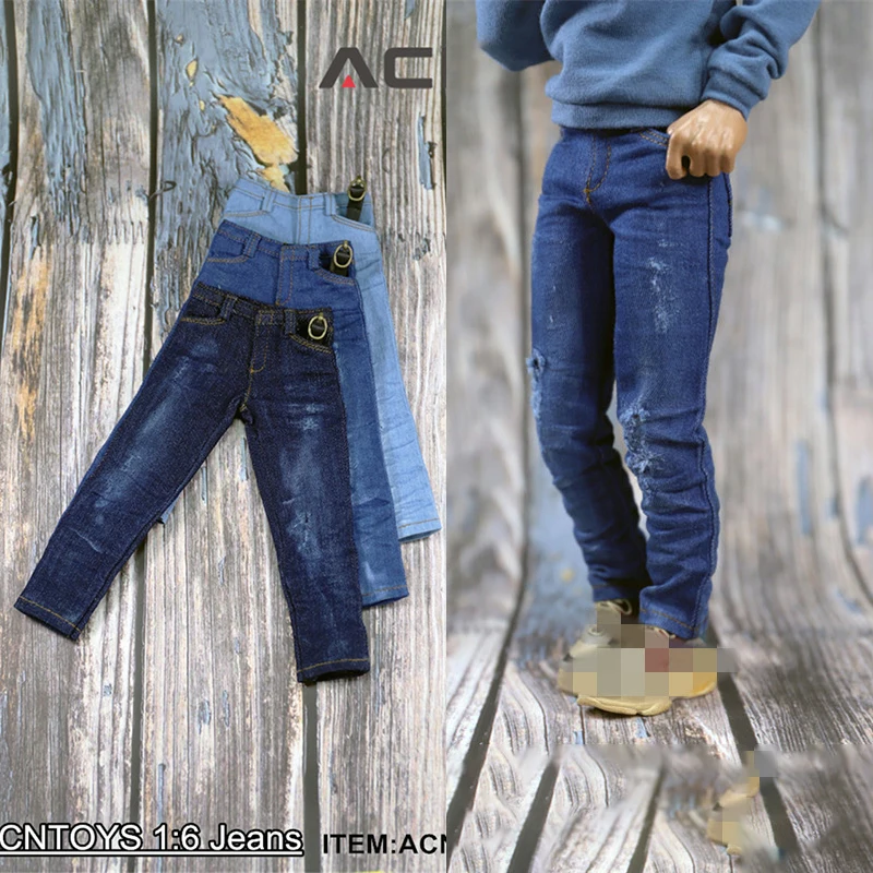 

ACNTOYS 1/6 ACN001P Male Soldier Dilapidated Jeans with Ripped Holes Pants Model Fit 12" Male Action Figure Body Toys