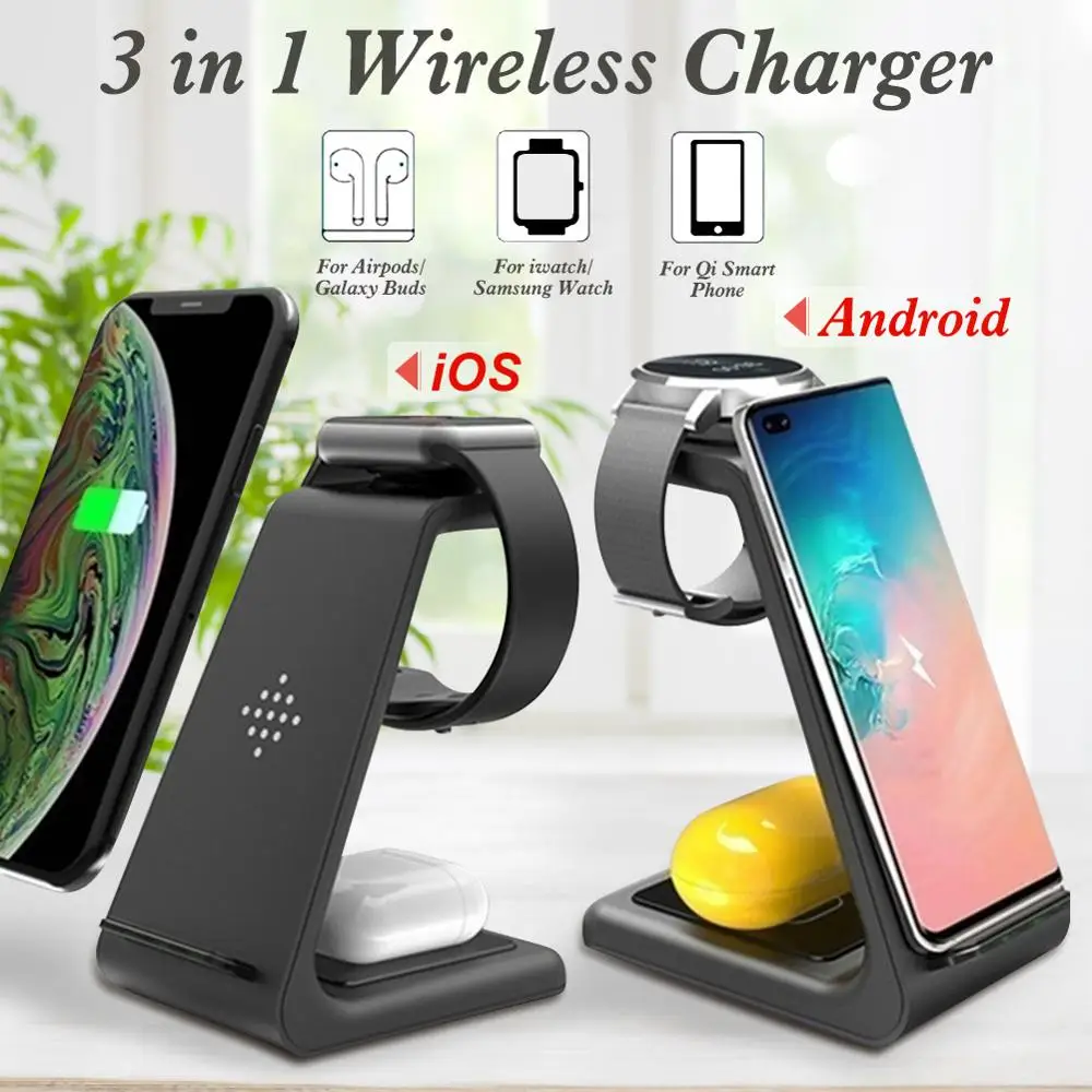 

3-in-1 Qi Wireless Charger 10W Quick Charging Station For iPhone11Pro/Xr/Xs/AirPods Pro