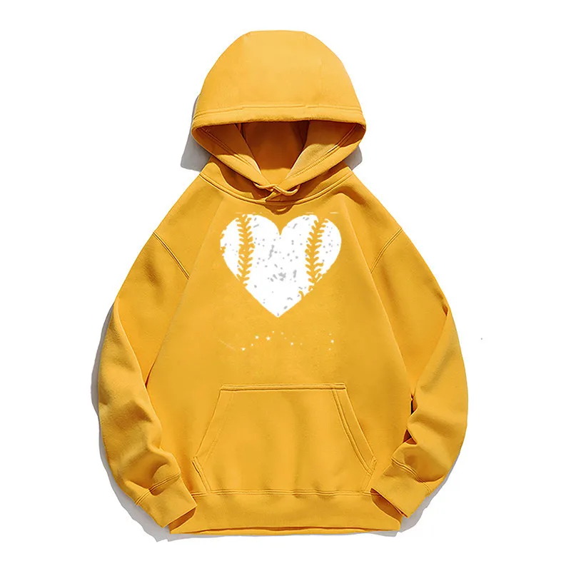 

Women Hoodie Baseball Heart Printed Hoodies Women Fleece Long Sleeve Loose Sweatshirt with Hat Girls Pullovers Winter