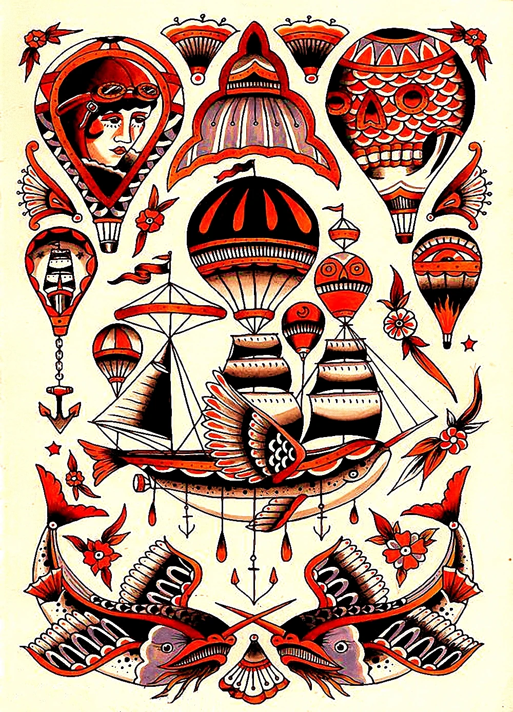 Творческие татуировки иллюстрация настенная бумага искусство на стену античный