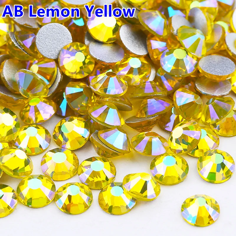 

SS3-SS30 10 Sizes Citrine AB Flat Back Nail Art Deco Non hotfix Rhinestones for Rhinestone & Decoration Crystal Glue On Ston
