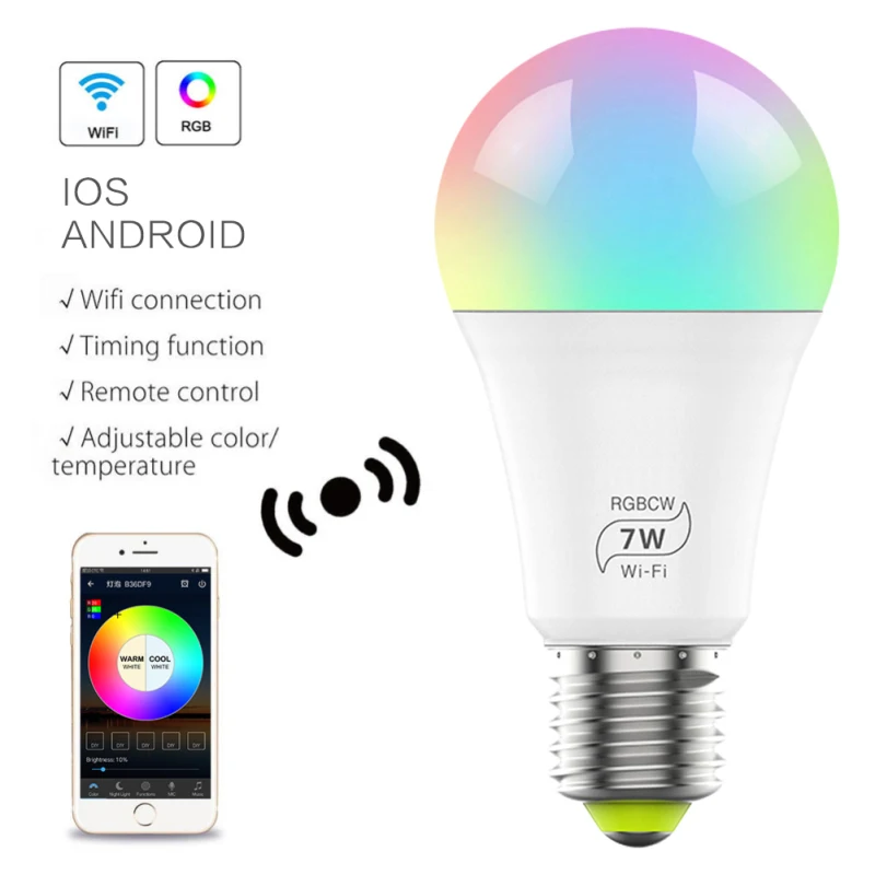 1/2/3/5 шт 7 Вт E27 WiFi умный светильник лампа для дома ing волшебная RGB светодиодный