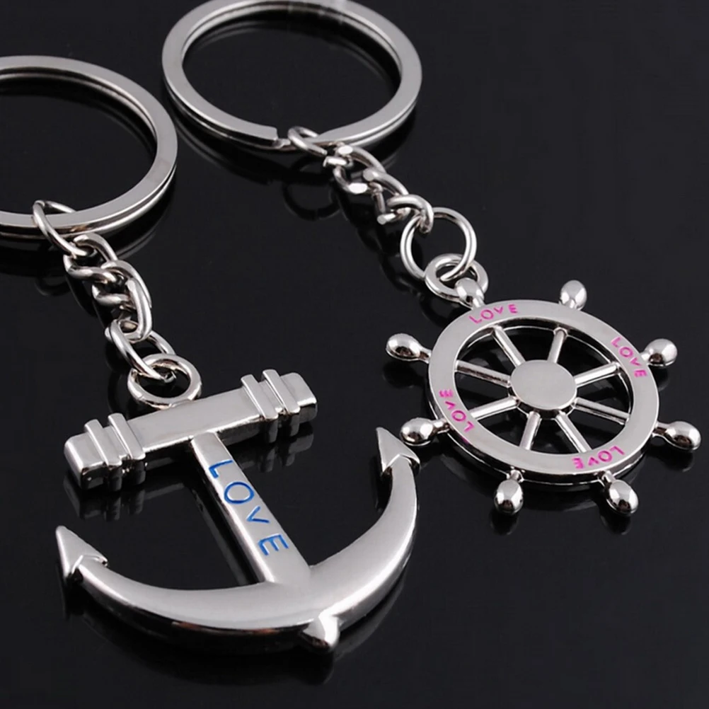 

1 Pair Rudder Anchor Key Chain Couple Key Ring Lovers Gift Ring Keychain Best Friends Keyring Gifts