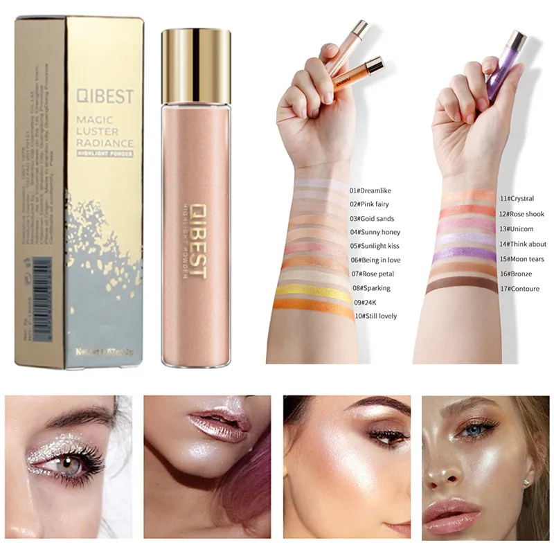 Qibest Блестящий хайлайтер голографический макияж палитра бронзер подсветка тени