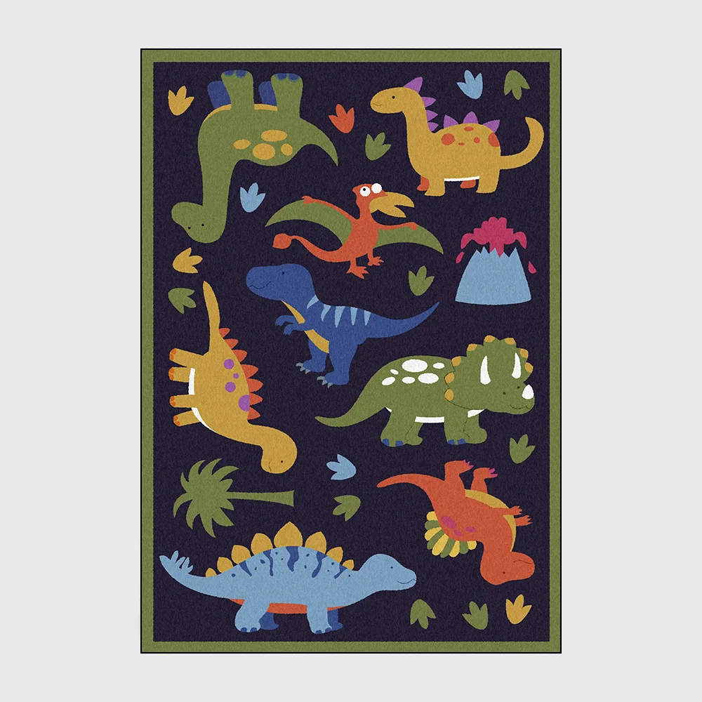 

Cute Carpet For Bedroom Dinosaur Cartoon Pattern Modern Style Polyester Non-slip Carpet Room Decoration Teenager Rug