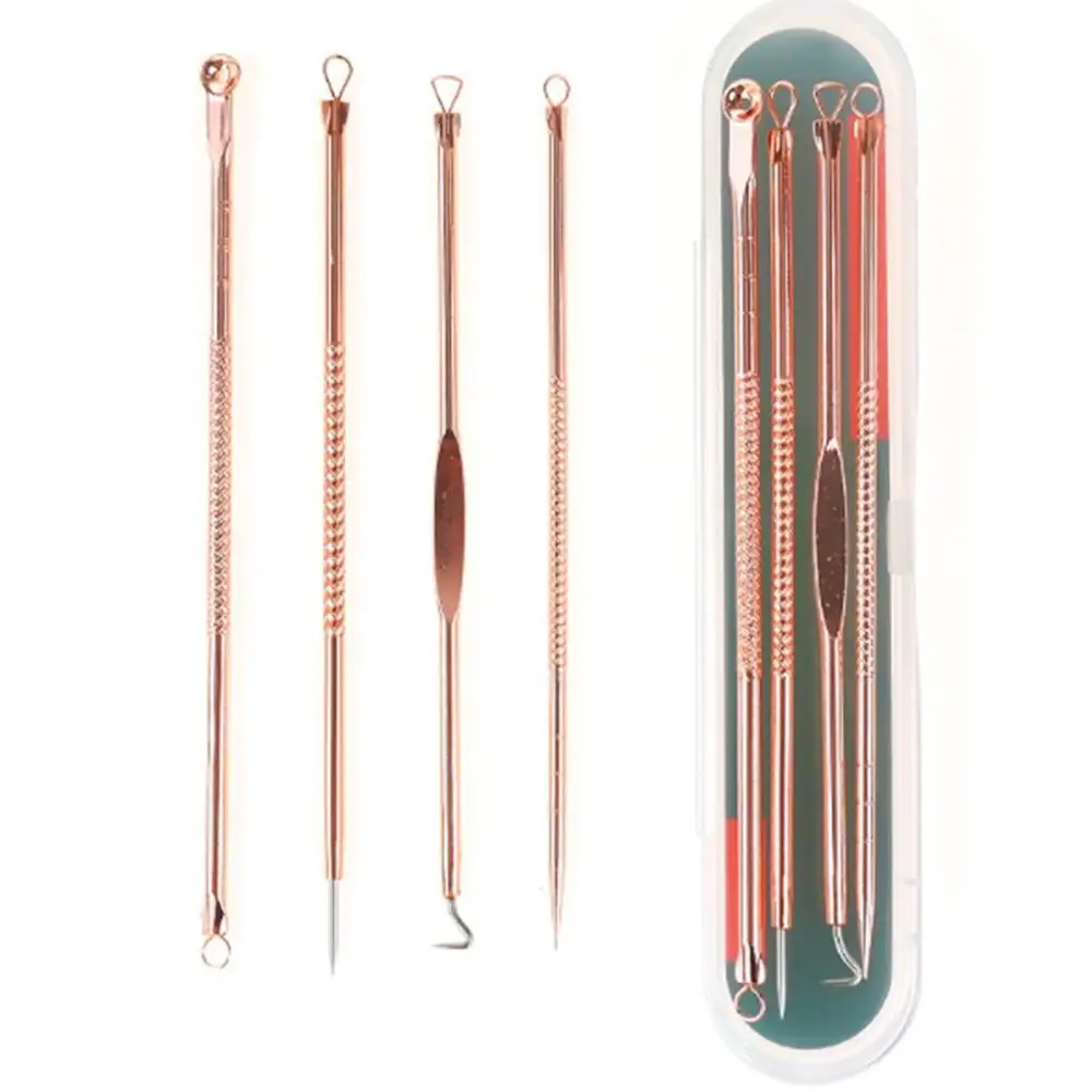 

4Pcs/Set Rose Gold Acne Blackhead Removal Needles Pimple Spot Extractor Cleanser Beauty Face Clean Care Tools
