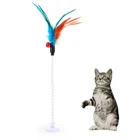 Забавная Интерактивная Весенняя игрушка для кошек Kapmore, игрушка для кошек с перьями, палочка для кошек, игрушка для домашних животных, случайный цвет