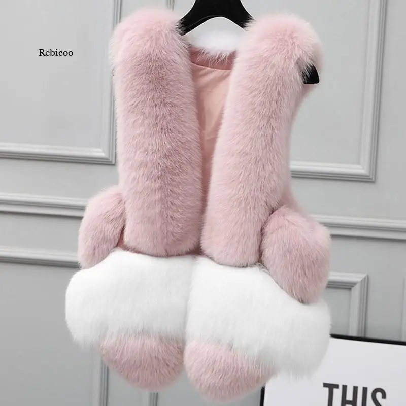 

New Fashion Faux Fur Coat Sleeveless Women Coats Fluffy Casual Oversize Fur Vest Artificial Fur Warm Jacket Winter Female