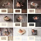 Виниловый фон для фотосъемки новорожденных с изображением деревянного пола