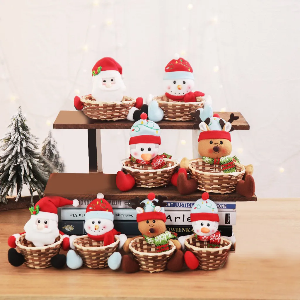 Рождественская корзина для хранения конфет праздничные вечерние украшения дома