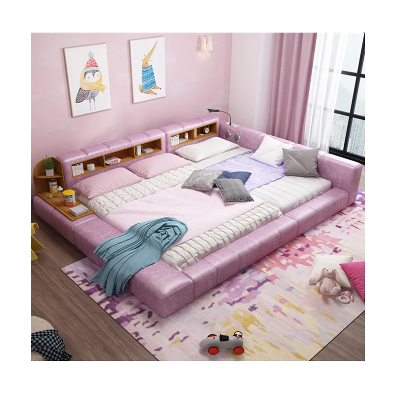 Кожаная кровать новейшая многофункциональная из натуральной кожи современный