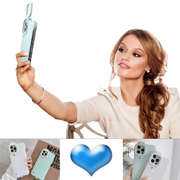 

Built-in Selfie Ring Light Fill Light Phone Case for iPhone 12/12Pro Camera LED Flashlight Perfect for Tiktok Influencers Photos