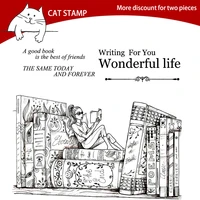 wonderful life reading girl clear stamps for scrapbooking card making photo album silicone stamp diy decorative crafts
