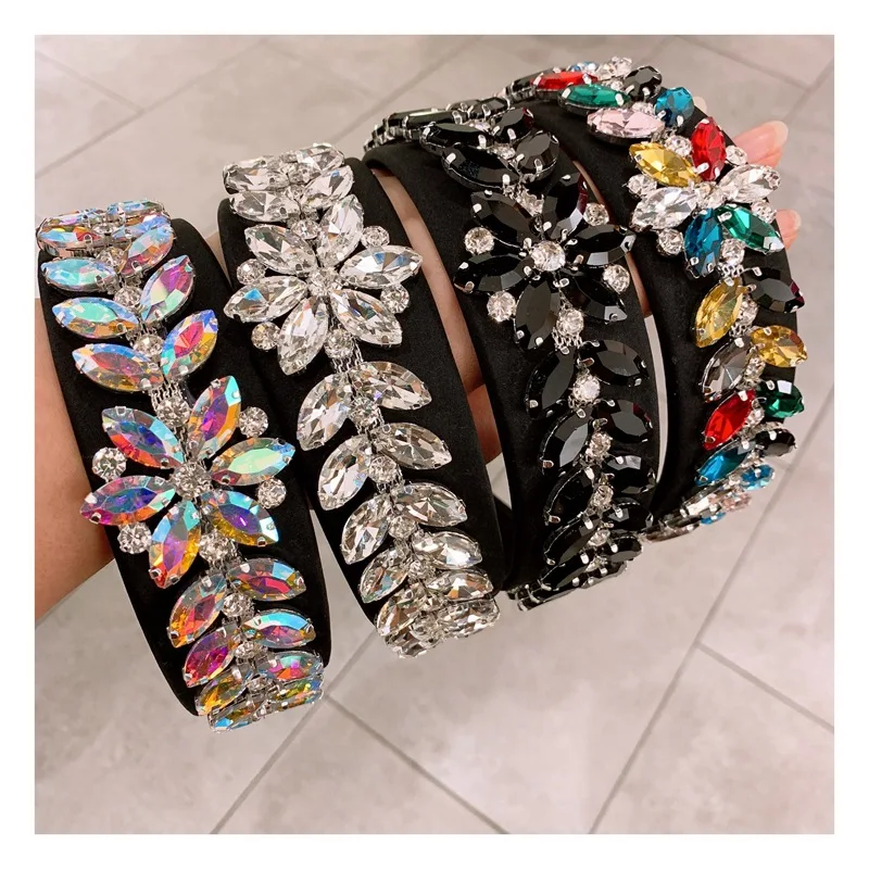 Барокко Цветной стеклянные стразы ободок на голову Для женщин Роскошные