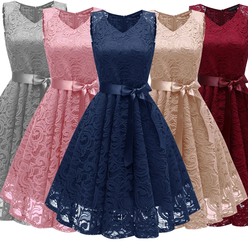 Элегантное женское вязаное кружевное вечернее платье без рукавов с V-образным