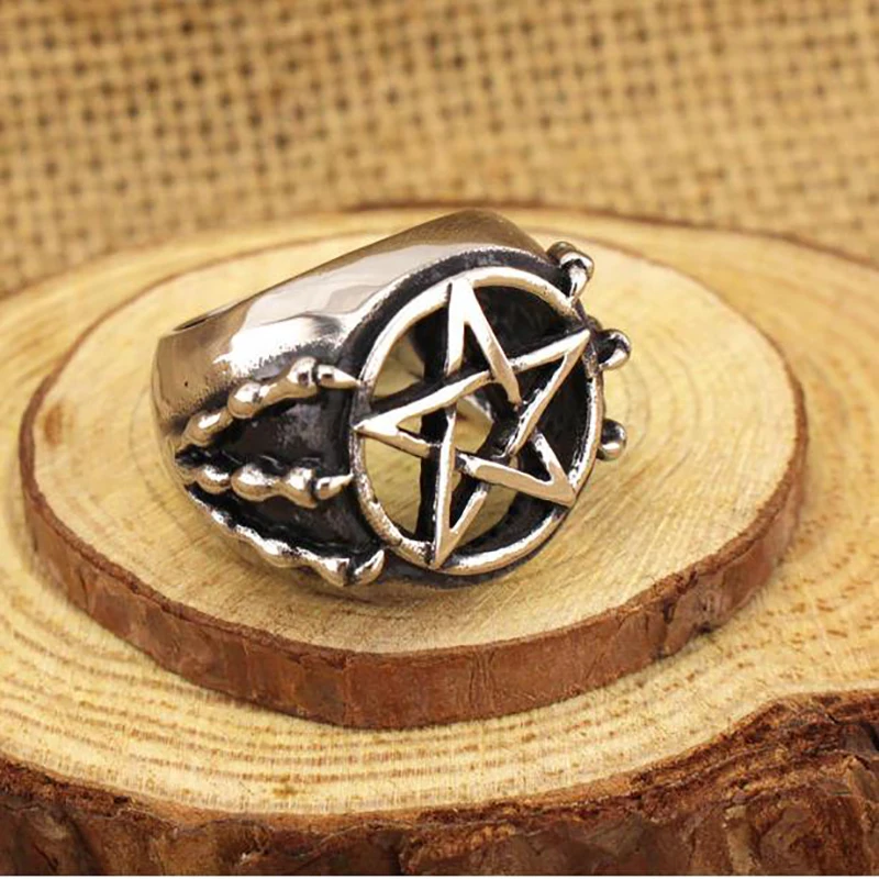 

Titanium Steel Ring Eagle Claws Pentagram Ring Vintage Male Jewelry Accessories Gifts